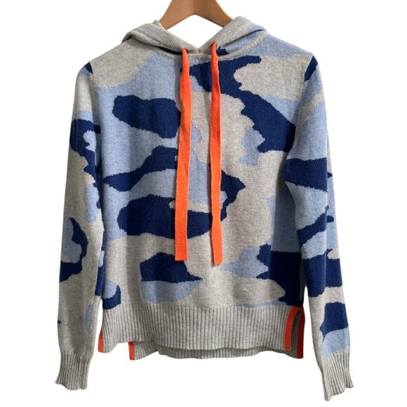 Brodie Blue Gray Chloe Camo Fine Cashmere Hoodie S ($355) Old Money Luxury - Picture 5 of 7